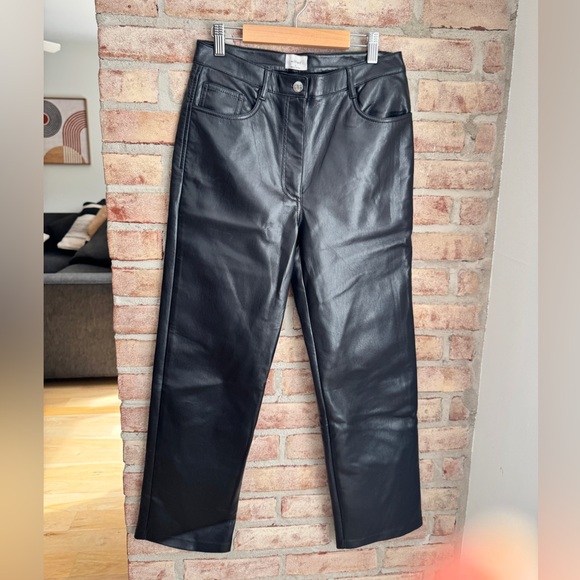 Aritzia Wilfred Melina Black Vegan Leather High Rise Pants - Picture 3 of 11